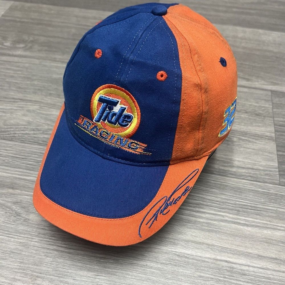 Vintage 90s Tide NASCAR Snapback Hat Orange Blue Downy Promo Embroidered Y2K